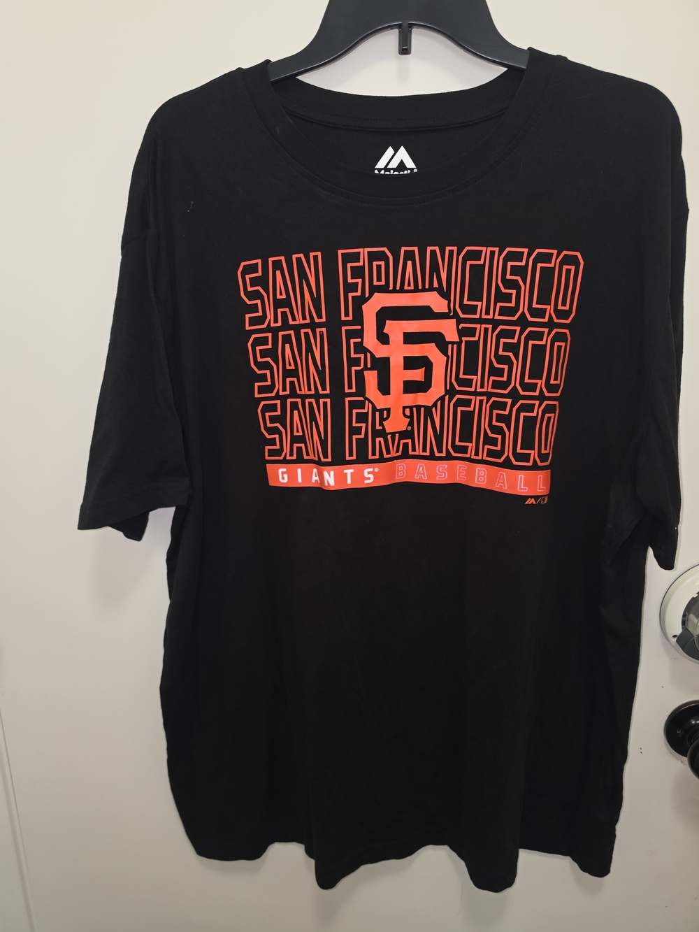Majestic Black San Francisco Giants Graphic Tee with Orange Logo